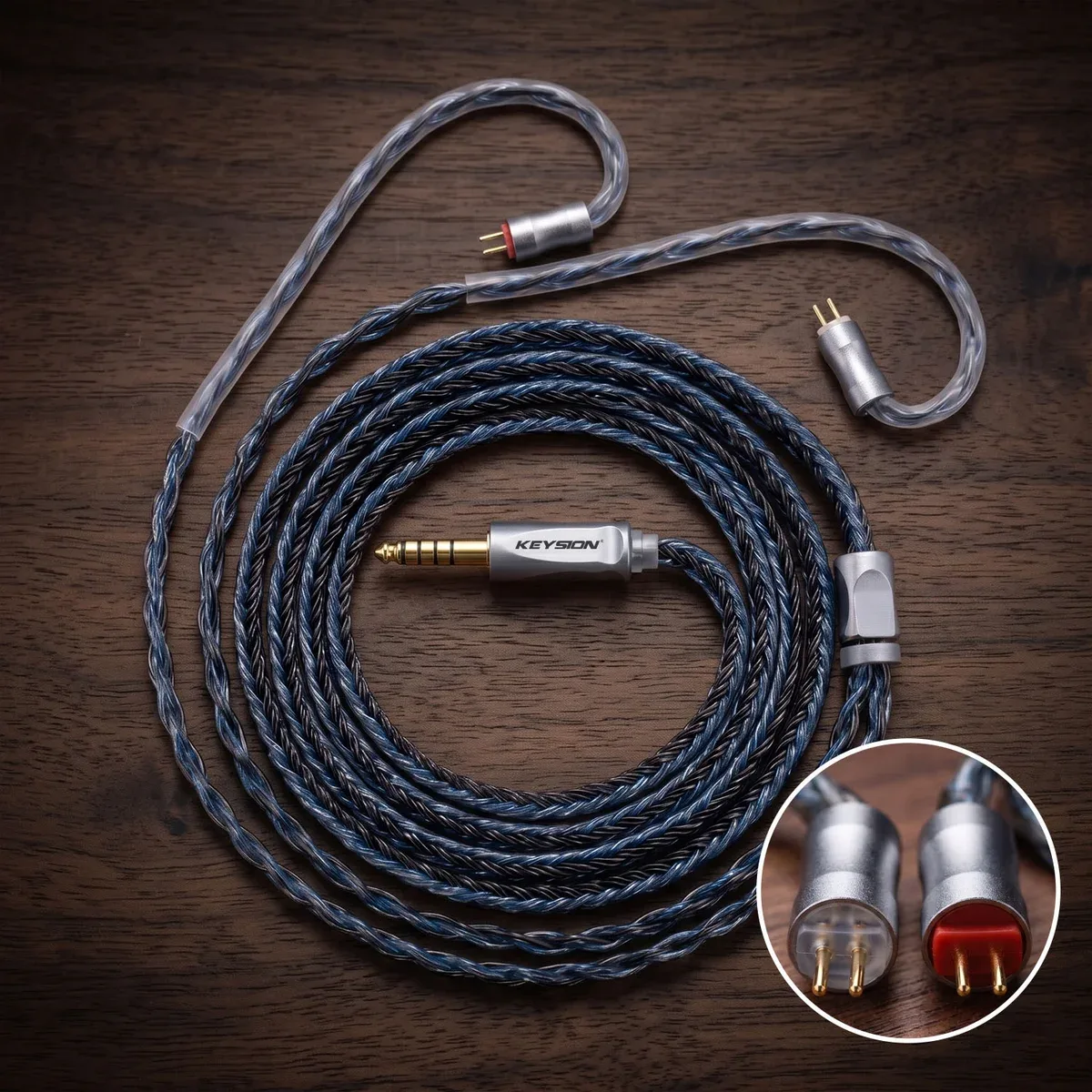 24-Core Blue-Gray Braided 5N OFC HiFi Earphone Upgrade Cable 12