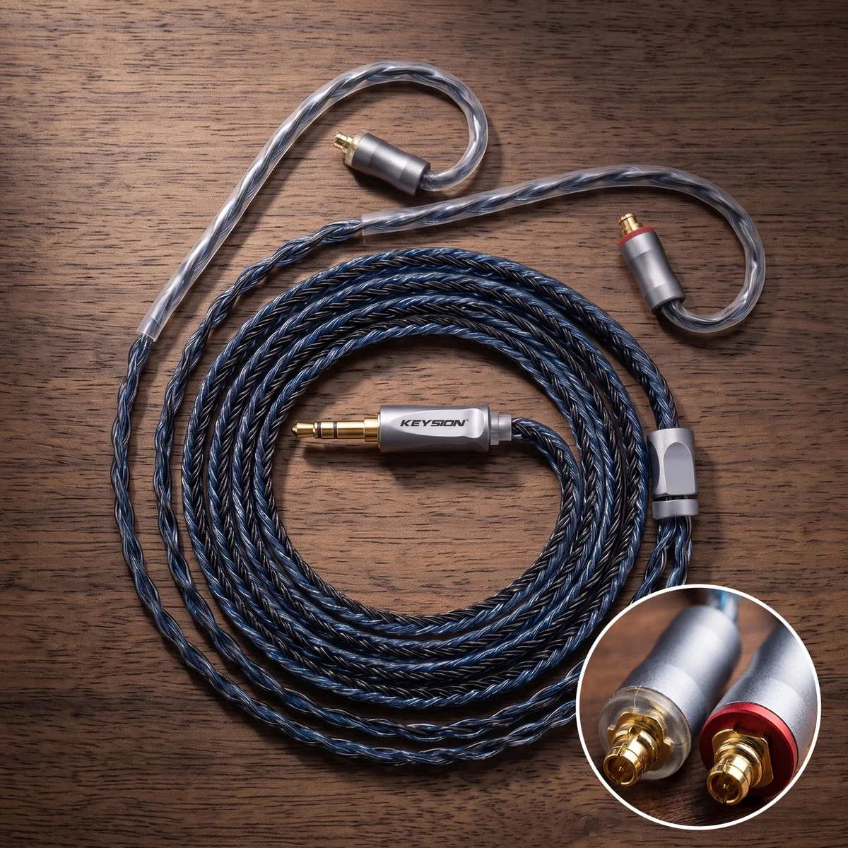 24-Core Blue-Gray Braided 5N OFC HiFi Earphone Upgrade Cable 11